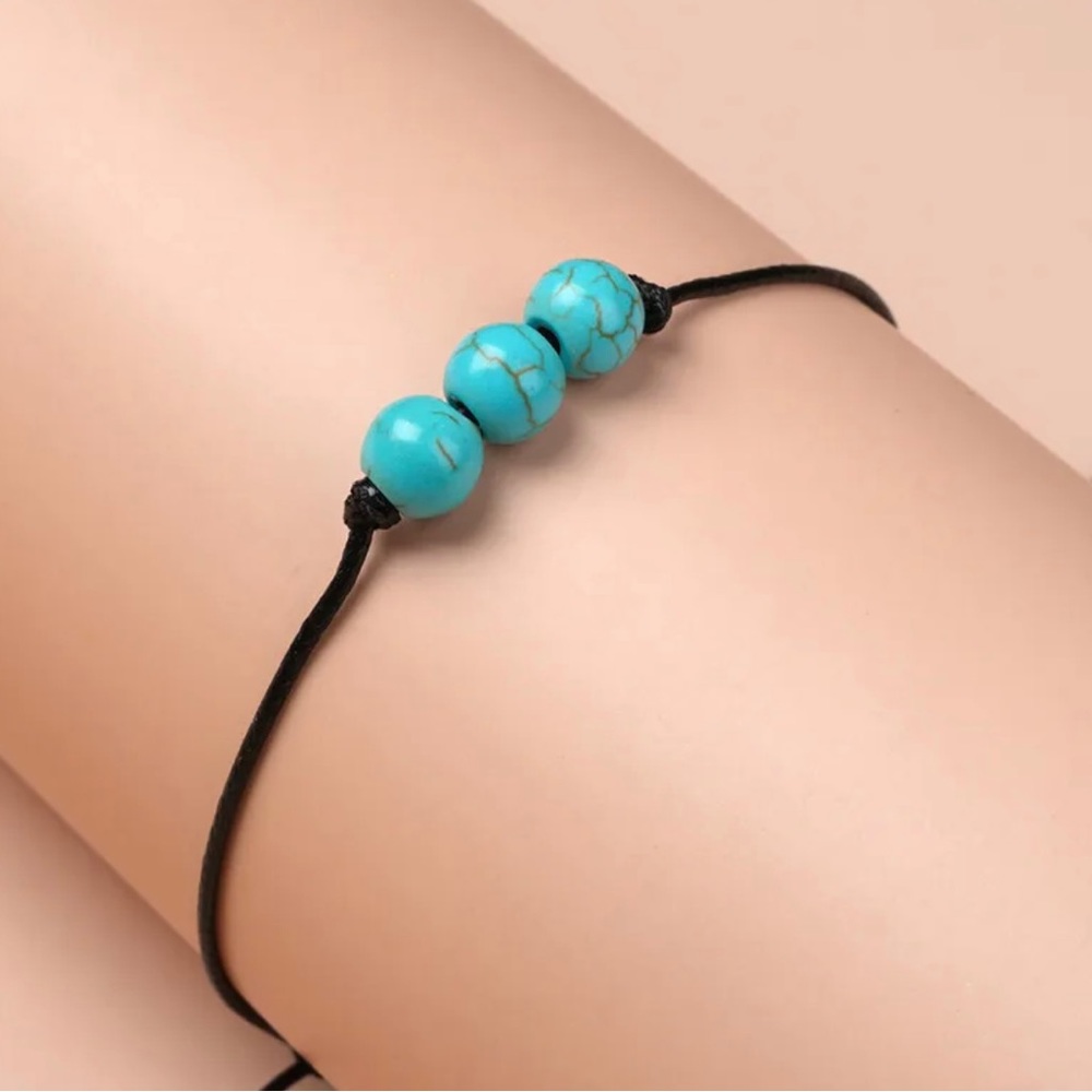 New adjustable bracelet with natural turquoise stones - Picture 2 of 3